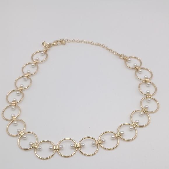 Rebecca Minkoff Jewelry - Rebecca Minkoff Gold Tone Circle Link With Faux Pearls Necklace